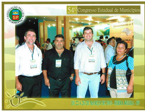 Vereadores Zinho Cantori, Marcelo Otaviano, Alexandre Machado e Onilda Barbosa no Congresso em Serra Negra